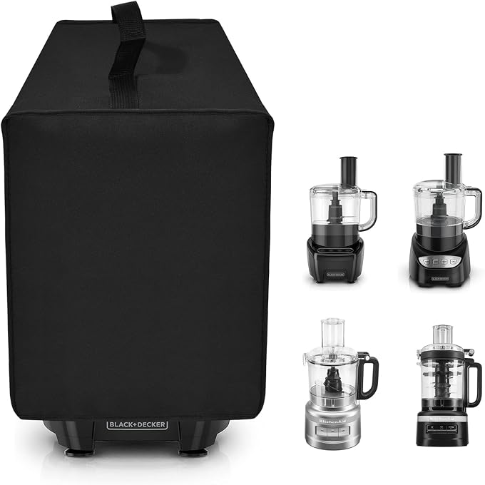 NUENSS-ROR Cover for BLACK+DECKER and KitchenAid 7-8 Cup Food Processor, Heavy Duty Waterproof Dustproof Food Processor Protective Case Cover, Accessories for BLACK+DECKER Food Processors (Black) - Image 1
