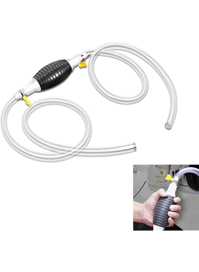 1Pcs Manual Fuel Transfer Pump Portable Siphon Pump With 3M Syphon Hose，Multifunction Liquid Sucker Pump, For Gas Gasoline Oil Fuel Petrol Diesel Fluid Water Fish Tank Durable Pvc Can Be Cut At Will - Image 1