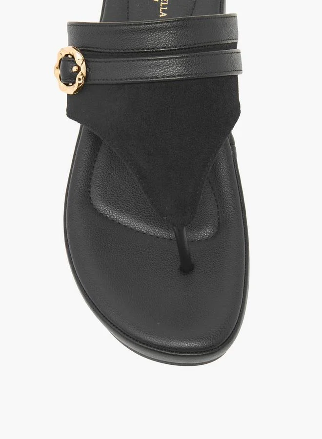 Flora Bella By Shoexpress BLACK Women Slip-On Wedge Sandals for Women | Best Price UAE