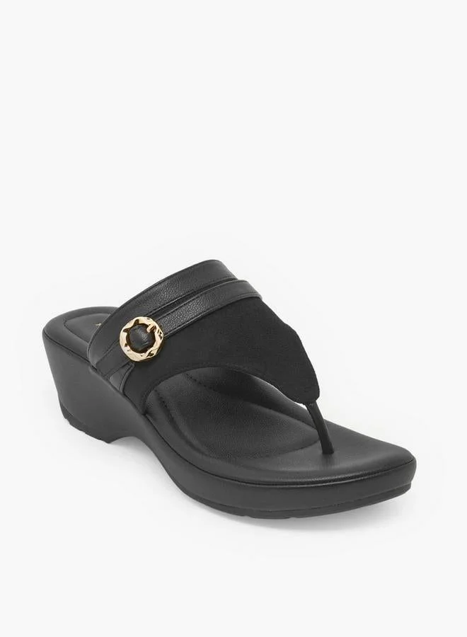 Flora Bella By Shoexpress BLACK Women Slip-On Wedge Sandals for Women | Best Price UAE