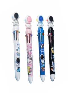 JOLLITY LLC Multicolor Ballpoint Pen 0.5mm, 10-in-1 Colored Retractable Shuttle ball point Pens for Office School Supplies Students Children Kids Cute Stationery Gift (Astronaut 4pcs)  - Image 1