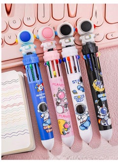 JOLLITY LLC Multicolor Ballpoint Pen 0.5mm, 10-in-1 Colored Retractable Shuttle ball point Pens for Office School Supplies Students Children Kids Cute Stationery Gift (Astronaut 4pcs)  - Image 2