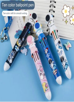 JOLLITY LLC Multicolor Ballpoint Pen 0.5mm, 10-in-1 Colored Retractable Shuttle ball point Pens for Office School Supplies Students Children Kids Cute Stationery Gift (Astronaut 4pcs)  - Image 3