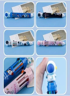 JOLLITY LLC Multicolor Ballpoint Pen 0.5mm, 10-in-1 Colored Retractable Shuttle ball point Pens for Office School Supplies Students Children Kids Cute Stationery Gift (Astronaut 4pcs)  - Image 4