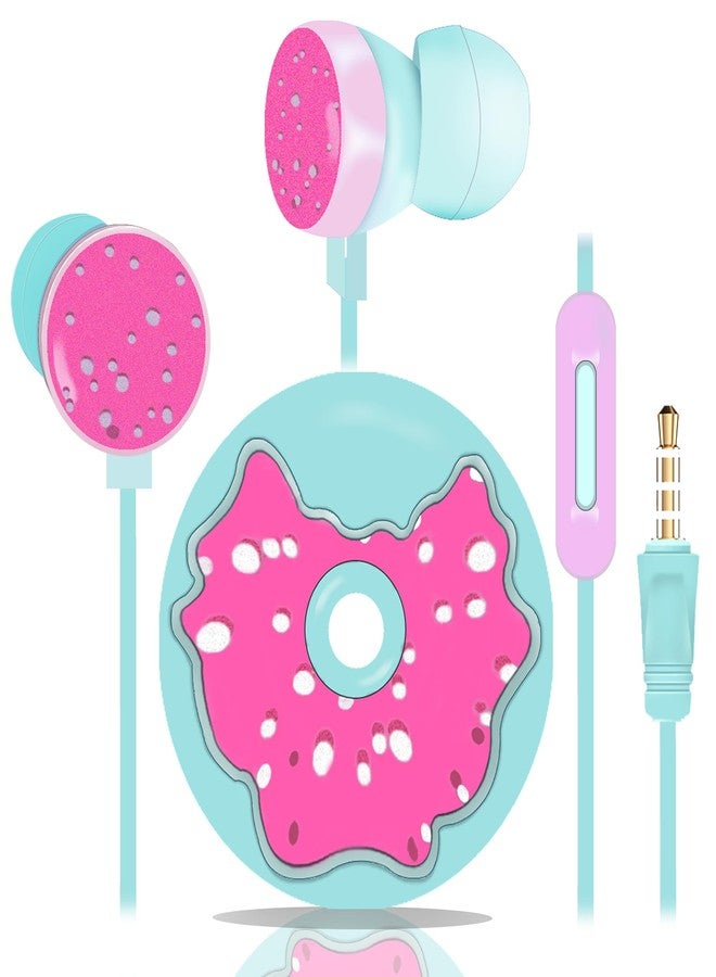 DTMNEP Cute Donut Earbuds for Kids, Kid Size Wired Earbud & in-Ear Headphones with Microphone and Lovely Earphones Storage Case Gifts for School Girls and Boys (Sky Blue) - Image 1