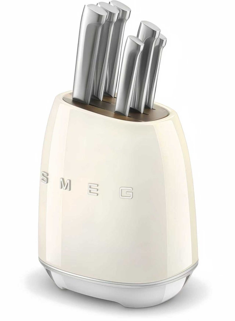 Smeg (beige) stainless steel knife block set - Image 2