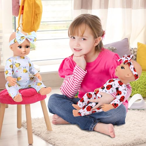 UPINS 5 Sets Baby Doll ClothesNew Born Baby Doll Accessorie and Headbands for 1618 Inch New Born Dolls 10 PCs Clothes Dresses Outfits Pjs Jumpsuits - Image 5