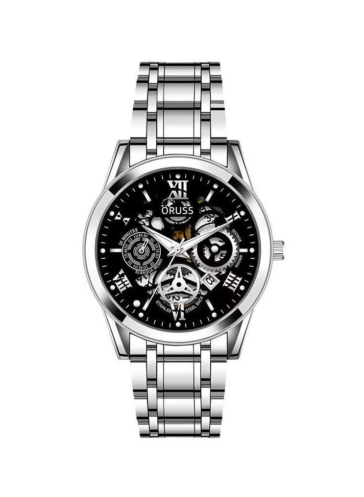 ORUSS  Watch for Men Quartz Stainless Steel Waterproof Luminous Date Two Tone Luxury Wrist Watch