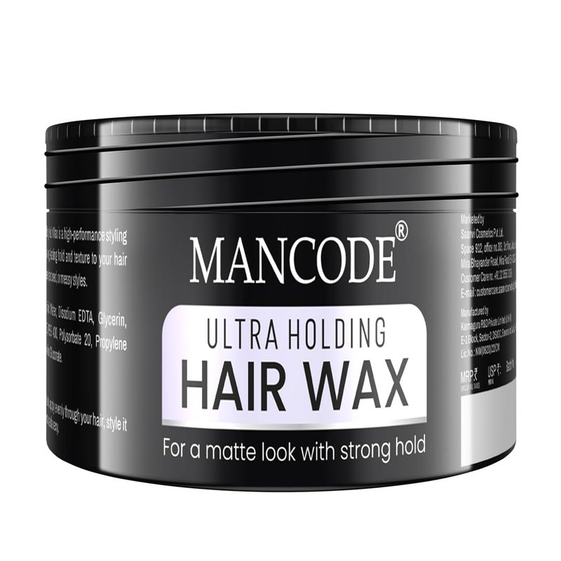 MAN CODE Mancode Ultra Holding Hair Wax for Men 100ml  Matte Look with 24 hrs Strong Hold Level 7  Matte Finish  No Greasy Residue Styling Hair Wax 100gm - Image 1
