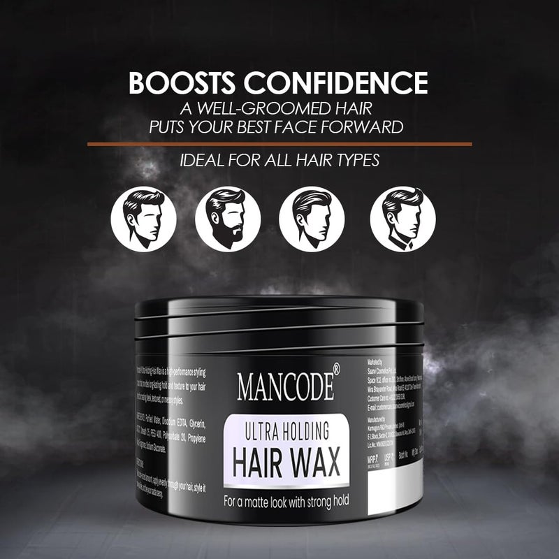MAN CODE Mancode Ultra Holding Hair Wax for Men 100ml  Matte Look with 24 hrs Strong Hold Level 7  Matte Finish  No Greasy Residue Styling Hair Wax 100gm - Image 4