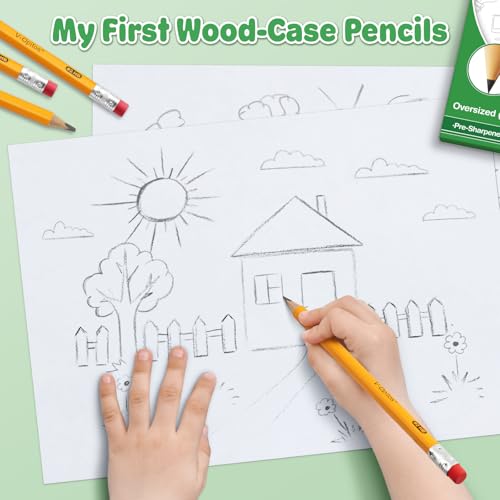 V-Opitos Jumbo #2 HB Pencils - 14 Pack Triangle Pre-sharpened Wood-Cased Pencils with Top Erasers for Kids, Ideal for Home, Kindergarten, School Classroom - Image 3