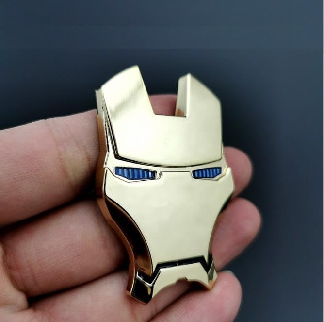 JVCV® 3D Metal Iron M face Sticker Chrome Logo Decal Emblem Badge for All Cars Bikes Laptops Headphones Helmets Home Office Accessory (Iron M Face, Gold Blue Eyes) - Image 2