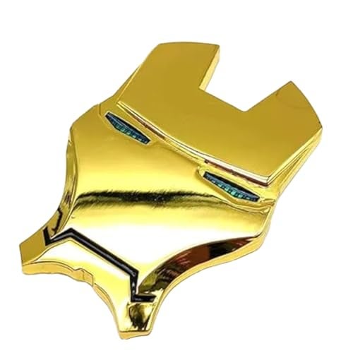 JVCV® 3D Metal Iron M face Sticker Chrome Logo Decal Emblem Badge for All Cars Bikes Laptops Headphones Helmets Home Office Accessory (Iron M Face, Gold Blue Eyes) - Image 1