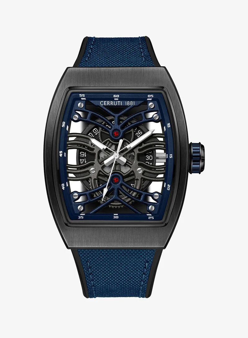 CERRUTI 1881 Calliano Men's 38mm Watch with Blue Nylon & Black Silicone Strap