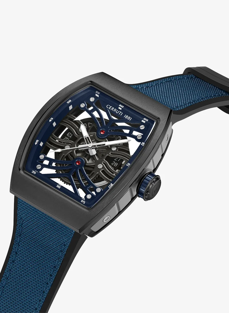 CERRUTI 1881 Calliano Men's 38mm Watch with Blue Nylon & Black Silicone Strap