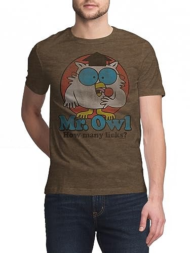 Tee Luv Men's Mr Owl How Many Licks Shirt - Vintage Tootsie Pop Graphic T-Shirt, Brown Heather, M - Image 3
