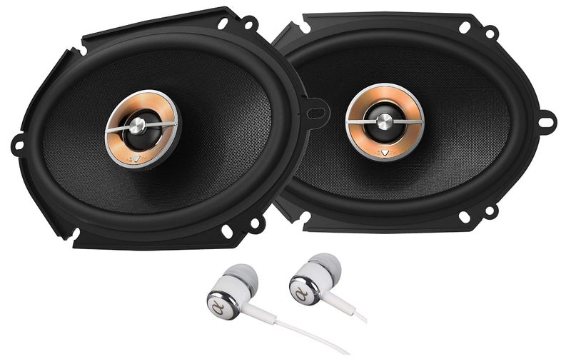 Infinity Kappa 6X8"/5X7" 300 Watts Max (100 Watts RMS) 2-Way Coaxial Car Audio Stereo Multi Element Speakers with UniPivot Tweeters with Oversized Voice Coils - Pair Bundled with Alphasonik Earbuds - Image 1