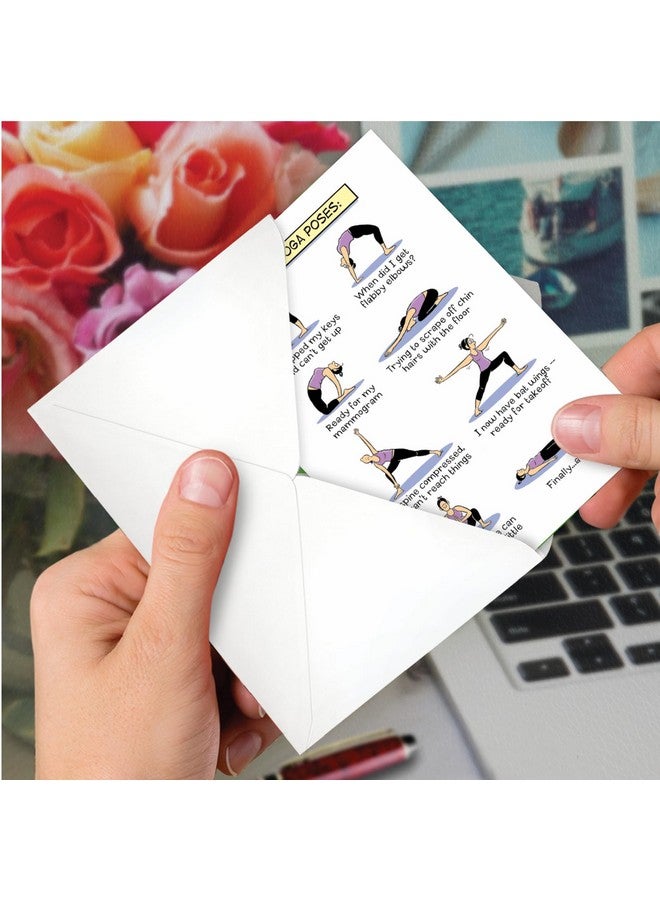NobleWorks - 1 Funny Women's Birthday Card with Envelope - Cartoon Humor, Stationery Bday Celebration Card for Wife, Women - Midlife Yoga Poses C7312BDG - Image 4