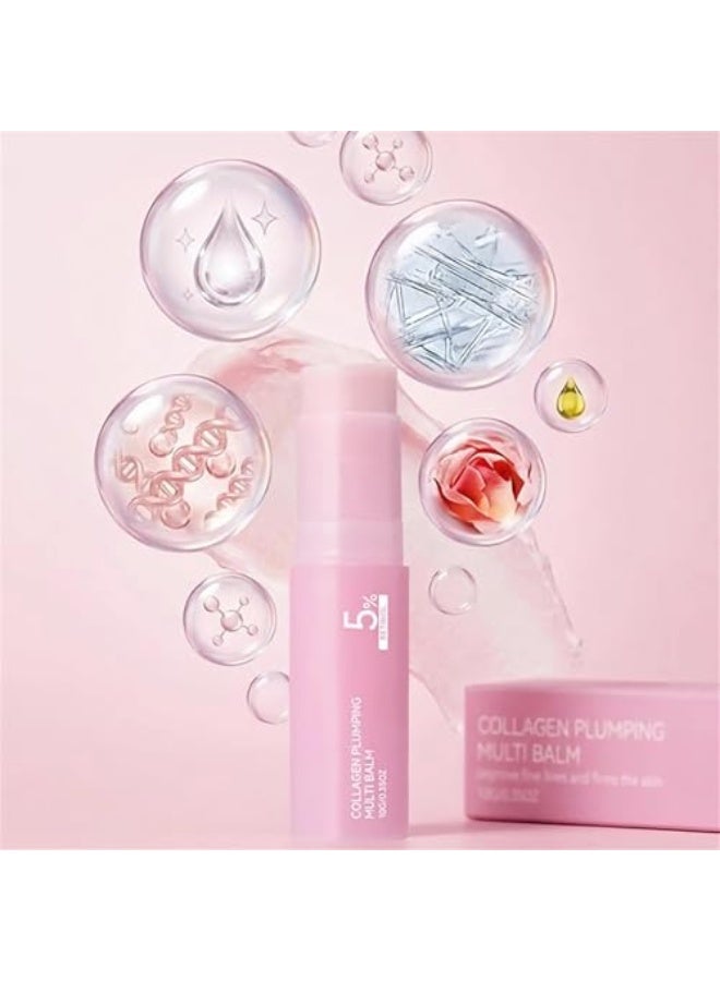 FLEXQW Pink Collagen Volume Multi Balm Stick, Korean Balm Stick for Face with Collagen, Retinol, Caffeine, Volumizing Plumping Hydrating Firming for Face, Eyes, Lips, Neck, 0.35OZ (1 PCS) - Image 2