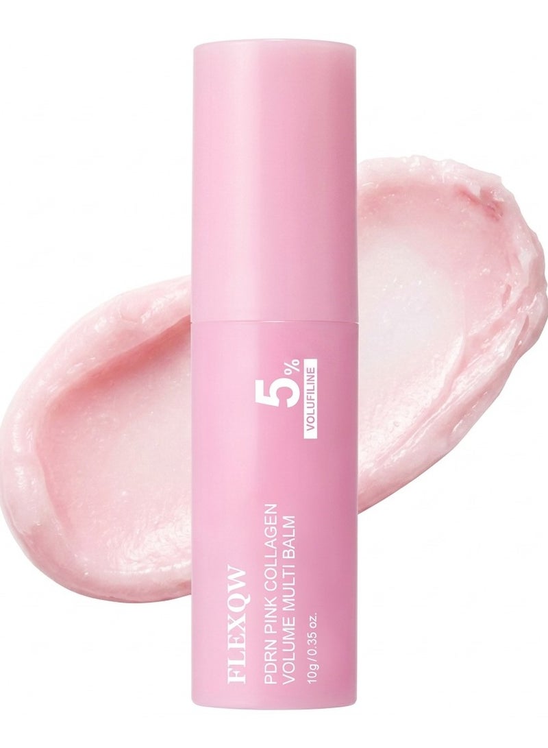 FLEXQW Pink Collagen Volume Multi Balm Stick, Korean Balm Stick for Face with Collagen, Retinol, Caffeine, Volumizing Plumping Hydrating Firming for Face, Eyes, Lips, Neck, 0.35OZ (1 PCS) - Image 1