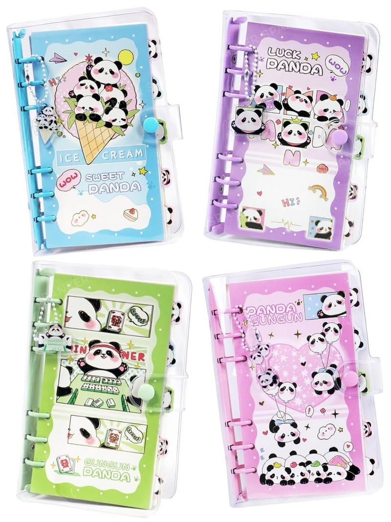 SWOPPERRY Korean Stationery Mini Transparent 3-Hole Binder Spiral Diary Notebook – Cute Kawaii Portable Journal Notebook Agenda for Girls & Students (80+ Pages) (gungun panda) - Image 1