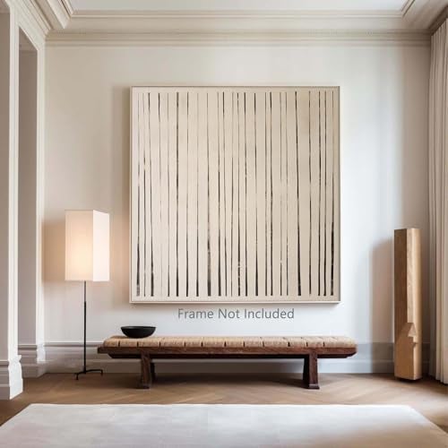 Ecyanlv Neutral Abstract Canvas Wall Art Modern Abstract Posters and Prints Brown Beige and Black Wall Art Wabi Sabi Painting Neutral Geometric Artwork Beige Minimalist Picture for Bedroom 16x16inch Frameless - Image 2