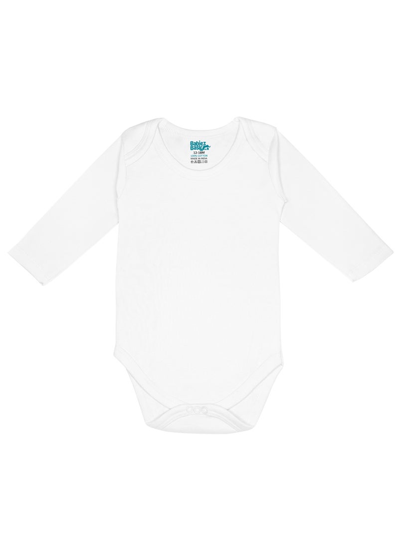 Babies Basic 100% Super Soft Cotton, Long Sleeves Romper/Bodysuit, For New Born To 24Months, Set Of 3 - Pink, Lemon, Cream  - Image 5