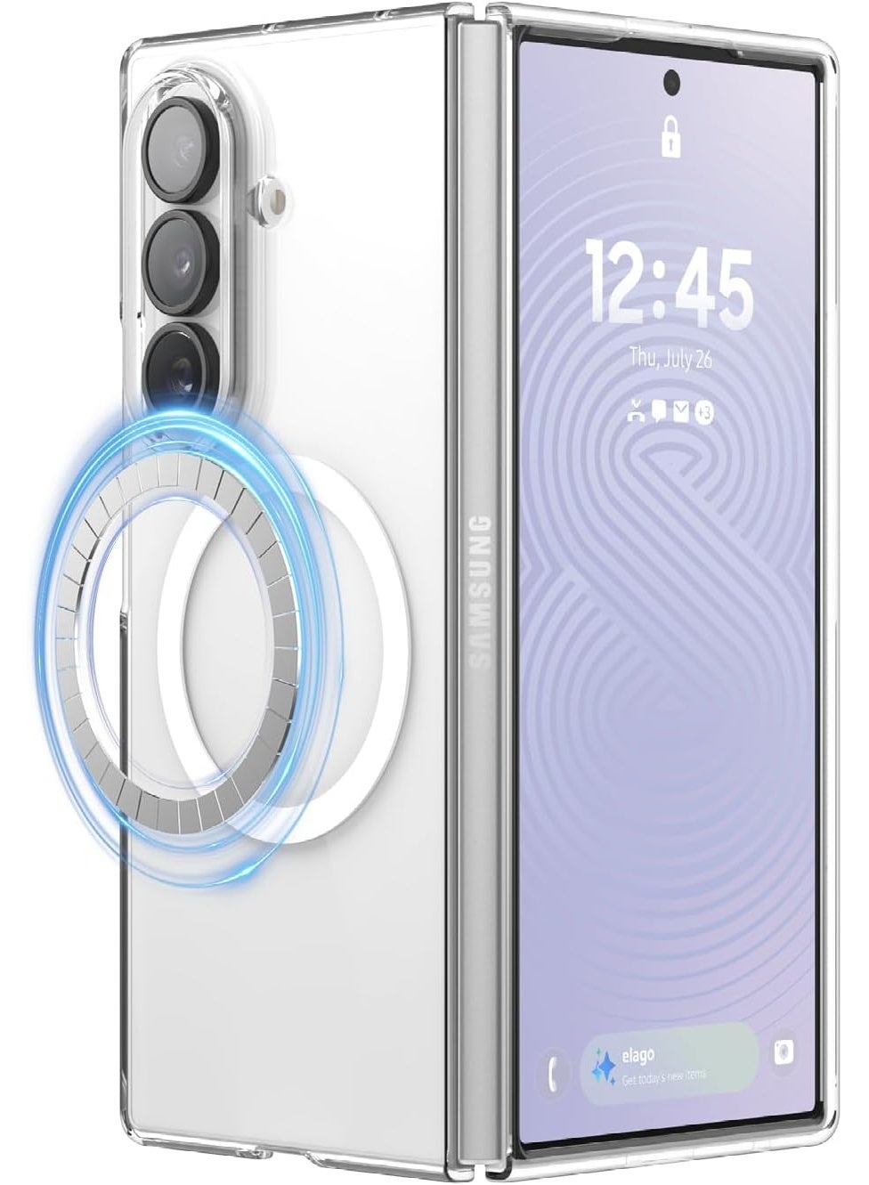 elago Magnetic Hybrid Clear for Samsung Galaxy Z Fold8 ULTRA Case, MagSafe Compatible, Slim Protective Cover, Hybrid Design, Wireless Charging Support - Transparent