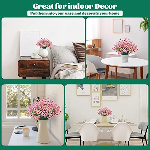 Lnoicy 24 Pcs Artificial Flowers for Outdoor,Plastic Flowers Decoration, UV Resistant Faux Flowers Shrubs, Artificial Plants for Indoor Outside Garden Home Wedding Farmhouse(Pink) - Image 5