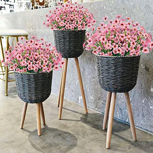 Lnoicy 24 Pcs Artificial Flowers for Outdoor,Plastic Flowers Decoration, UV Resistant Faux Flowers Shrubs, Artificial Plants for Indoor Outside Garden Home Wedding Farmhouse(Pink) - Image 4