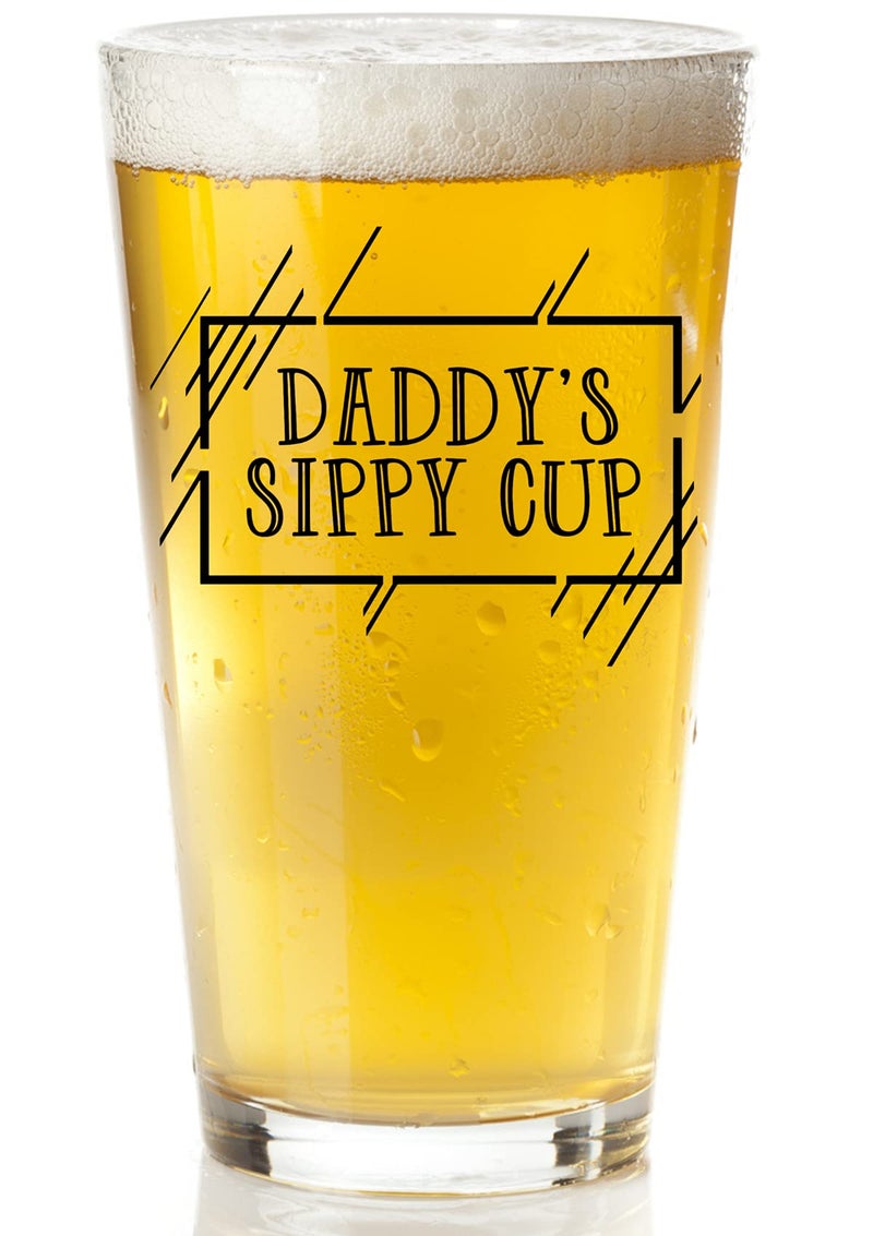 COOL AF COOL AF Daddys Sippy Cup Beer Glass  16 Oz Scratch Resistant Funny Beer Glass  Stocking Stuffers and Gag Gifts for Men  Birthday Fathers Day or New Dad Gifts  Printed in the USA 
