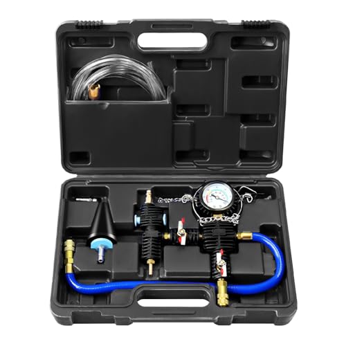 JIFETOR Cooling System Vacuum Purge Radiator Coolant Refill Tool Kit, Universal Automotive Water Tank Pneumatic Vacuum Antifreeze Change Filler Set, with Adapter Case Hose for Car Van SUV Truck - Image 1
