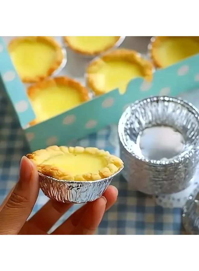 100 Pack Tin Foil Egg Tart Molds Premium Disposable Aluminum Cups for Baking - Image 2
