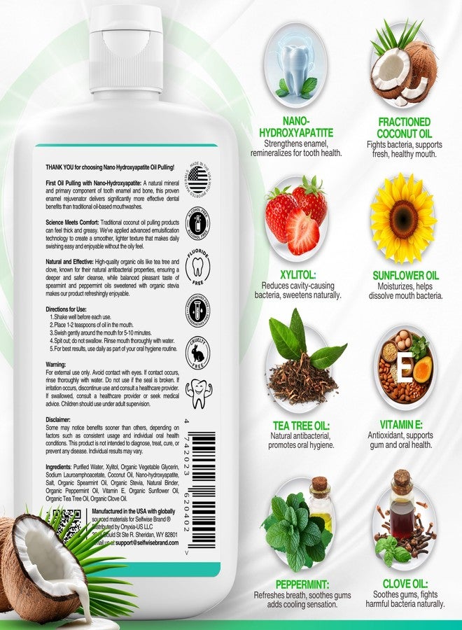 SELFWISE Nano-Hydroxyapatite Oil Pulling Whitening Mouthwash for Teeth and Gums, Natural & Organic, Whitens Teeth, Strengthens Enamel, Fights Bad Breath & Plaque - Smooth & Non-Greasy - for Adults & Kids - Image 4