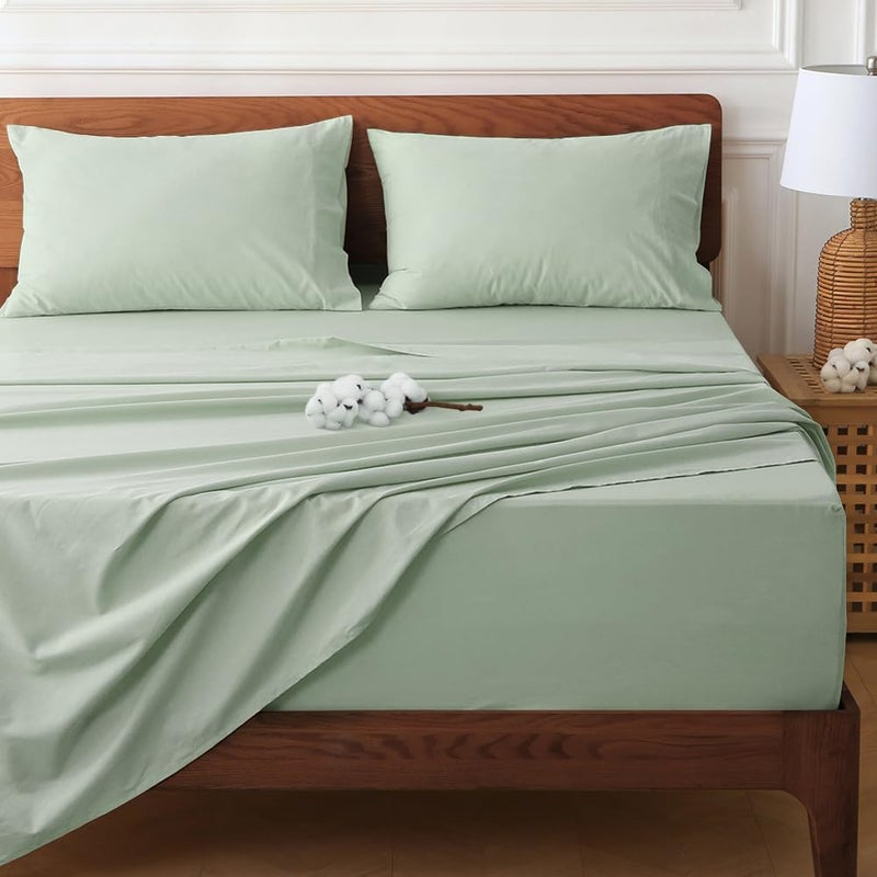 HYPREST Deep Pocket King Sheets Mint-100% Cotton Sheet Sets Fits 18"-24" in Deep Mattress, Hotel Luxury Soft Wrinkle Free Cooling for King Bed - Image 1