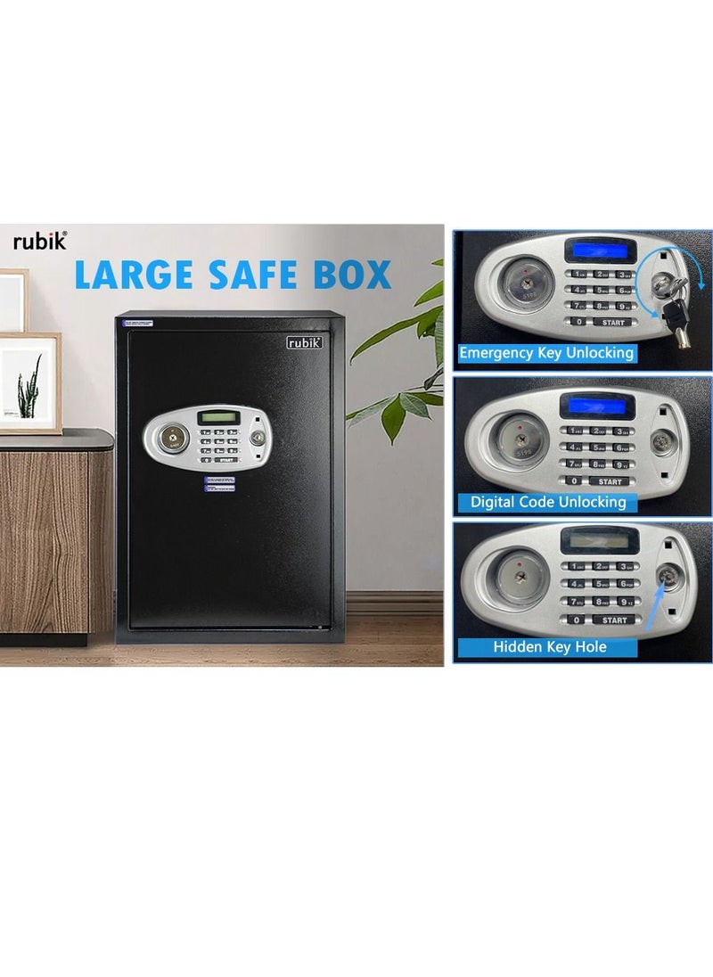Rubik - Safe Box Large For Home Office with Dual Security Unlock using Key and Digital Combination Lock Size 50x35x30cm - Image 1