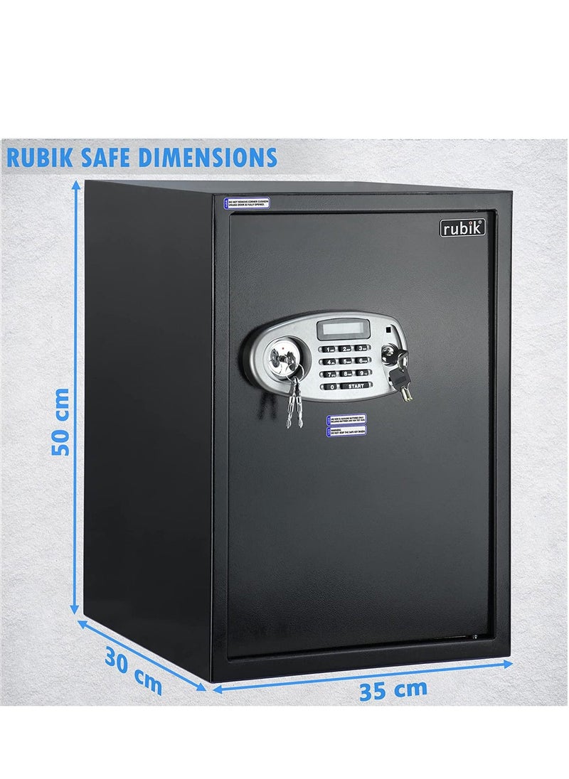 Rubik - Safe Box Large For Home Office with Dual Security Unlock using Key and Digital Combination Lock Size 50x35x30cm - Image 1