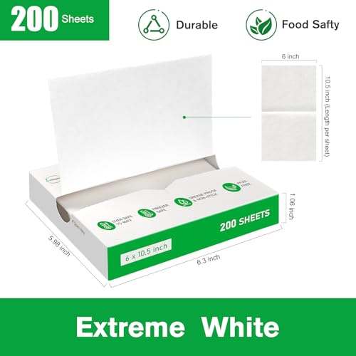 EcoDispose Precut POP UP Deli Paper Sheet Pack of 200, Interfolded Heavy Paper for Food Wrap and Serving (6" x 10-1/2", White） - Image 2