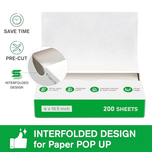 EcoDispose Precut POP UP Deli Paper Sheet Pack of 200, Interfolded Heavy Paper for Food Wrap and Serving (6" x 10-1/2", White） - Image 3