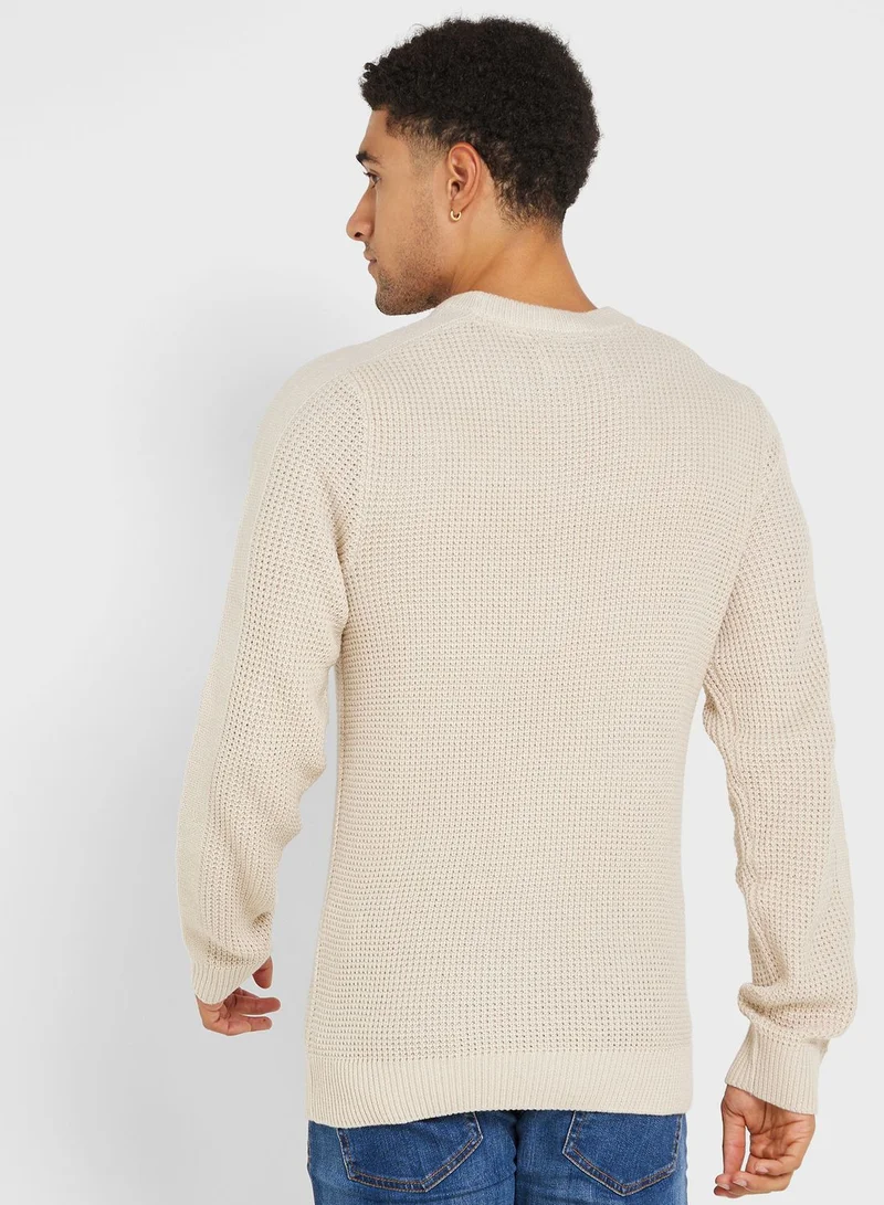 JACK & JONES Text Print Crew Neck Sweatshirt