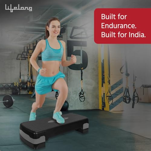 Lifelong Polypropylene Exercise Fitness Stepper for Exercise Aerobics Stepper | Max Weight 200kg (Black & Grey) - Image 3