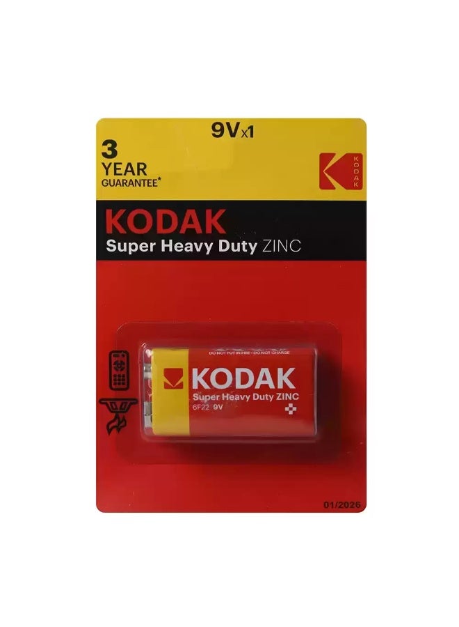 Kodak Super Heavy Duty Zinc Batteries 9VX1, No Mercury Nor Cadmium Added - Image 1