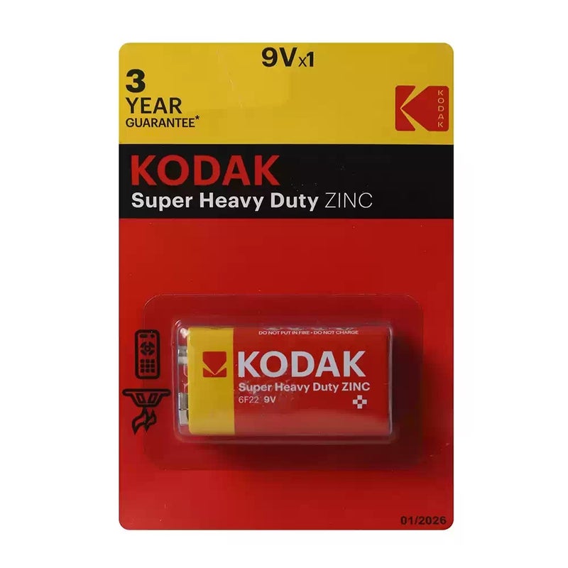 Kodak Super Heavy Duty Zinc Batteries 9VX1, No Mercury Nor Cadmium Added - Image 1