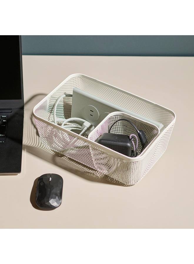 Green Tiger Food Storage Basket With Lid, Square Metal/White Bamboo, 15X15X11 Cm - Image 5