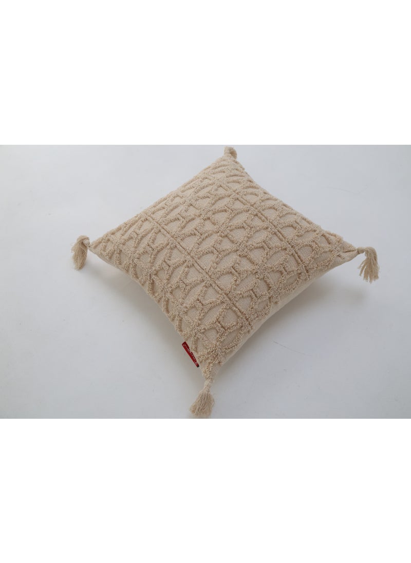 Ramsha Natural Color Cotton Home Decor Tassel Cushion with Filler for Bedroom – CS 331  - Image 4