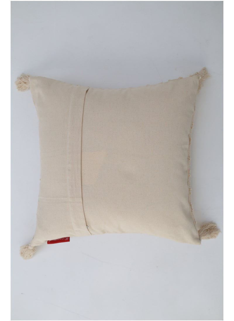 Ramsha Natural Color Cotton Home Decor Tassel Cushion with Filler for Bedroom – CS 331  - Image 5