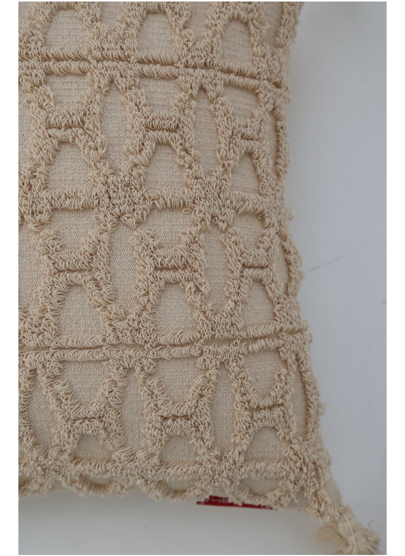 Ramsha Natural Color Cotton Home Decor Tassel Cushion with Filler for Bedroom – CS 331  - Image 3