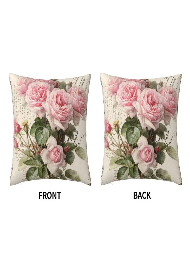 VARUN Pink Blooming Romantic Roses Throw Pillow Covers Vintage Natural Flower Bouquet Art Design Square Pillowcases for Home Decor Sofa Car Bedroom Pillow case 18x18inch - Image 3