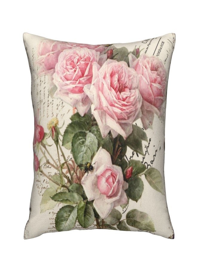 VARUN Pink Blooming Romantic Roses Throw Pillow Covers Vintage Natural Flower Bouquet Art Design Square Pillowcases for Home Decor Sofa Car Bedroom Pillow case 18x18inch - Image 5