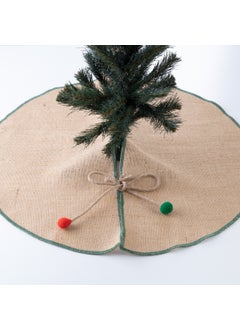 Bimotif Jute Christmas Pine Tree Cover with Overlock Edge, Green 60 cm  - Image 1